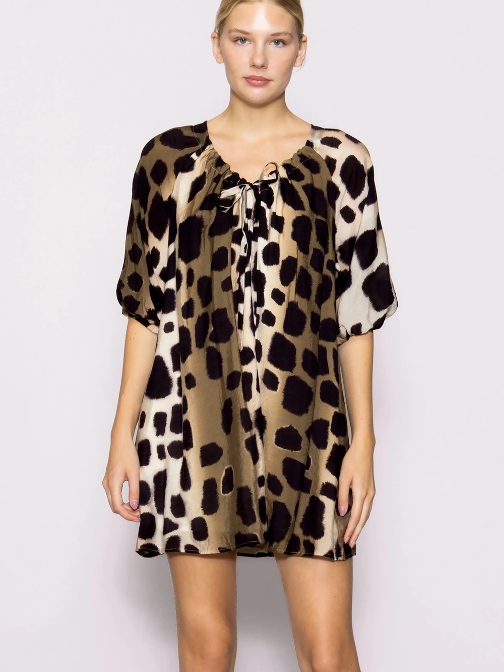 MELLODAY Puff Sleeve Mini Dress